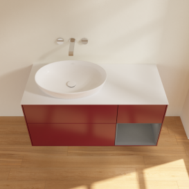 Тумба під раковину Villeroy & Boch Finion 120х50,1 см з підсвічуванням МДФ півонія матовий лак/скло біле матове FA51GKHB