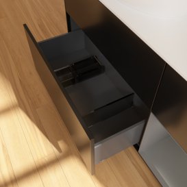 Тумба під раковину Villeroy & Boch Finion 120х50,1 см із підсвічуванням МДФ чорний матовий лак/скло біле матове FA51GKPD