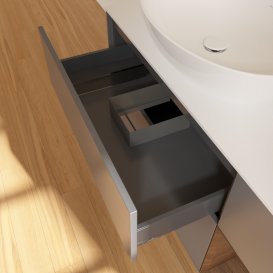 Тумба під раковину Villeroy & Boch Finion 120х50,1 см з підсвічуванням антрацит матовий лак/скло біле матове FA51GNGK