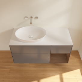 Тумба під раковину Villeroy & Boch Finion 120х50,1 см з підсвічуванням антрацит матовий лак/скло біле матове FA51GNGK