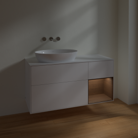 Тумба под раковину Villeroy & Boch Finion 120х50,1 см с подсветкой МДФ белый матовый лак/стекло белое матовое FA51GNMT