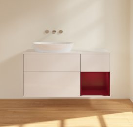 Тумба под раковину Villeroy & Boch Finion 120х50,1 см с подсветкой МДФ глянцевый белый лак/стекло белое матовое FA51HBGF