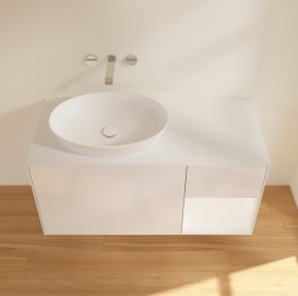 Тумба под раковину Villeroy & Boch Finion 120х50,1 см с подсветкой МДФ глянцевый белый лак/стекло белое матовое FA51MTGF