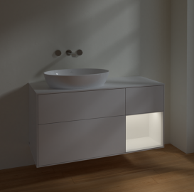 Тумба под раковину Villeroy & Boch Finion 120х50,1 см с подсветкой МДФ глянцевый белый лак/стекло белое матовое FA51MTGF