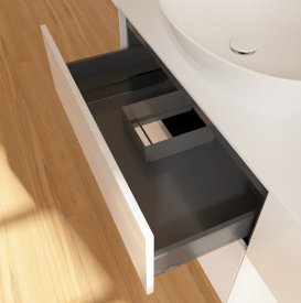 Тумба под раковину Villeroy & Boch Finion 120х50,1 см с подсветкой МДФ глянцевый белый лак/стекло белое матовое FA51MTGF