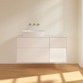 Тумба під раковину Villeroy & Boch Finion 120х50,1 см із підсвічуванням МДФ білий матовий лак/скло біле матове FA51MTMT