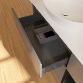 Тумба під раковину Villeroy & Boch Finion 120х50,1 см з підсвічуванням антрацит матовий лак/скло біле матове FA51PDGK