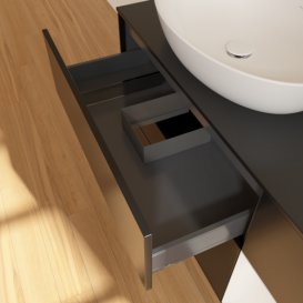 Тумба под раковину Villeroy & Boch Finion 120х50,1 см с подсветкой МДФ черный матовый лак/стекло черное матовое FA52GFPD