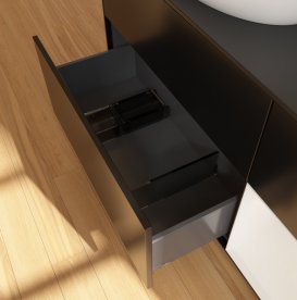 Тумба под раковину Villeroy & Boch Finion 120х50,1 см с подсветкой МДФ черный матовый лак/стекло черное матовое FA52GFPD