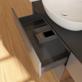 Тумба під раковину Villeroy & Boch Finion 120х50,1 см з підсвічуванням антрацит матовий лак/скло чорне матове FA52GNGK