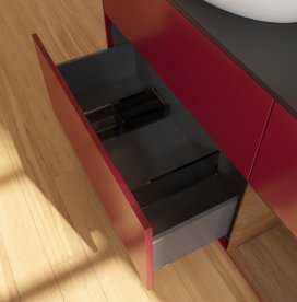 Тумба під раковину Villeroy & Boch Finion 120х50,1 см з підсвічуванням МДФ півонія матовий лак/скло чорне матове FA52GNHB