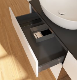 Тумба под раковину Villeroy & Boch Finion 120х50,1 см с подсветкой МДФ белый матовый лак/стекло черное матовое FA52GNMT