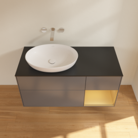 Тумба під раковину Villeroy & Boch Finion 120х50,1 см з підсвічуванням антрацит матовий лак/скло чорне матове FA52HFGK