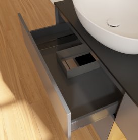 Тумба під раковину Villeroy & Boch Finion 120х50,1 см з підсвічуванням антрацит матовий лак/скло чорне матове FA52HFGK