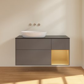 Тумба під раковину Villeroy & Boch Finion 120х50,1 см з підсвічуванням антрацит матовий лак/скло чорне матове FA52HFGK