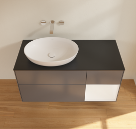 Тумба под раковину Villeroy & Boch Finion 120х50,1 см с подсветкой МДФ антрацит матовый лак/стекло черное матовое FA52MTGK