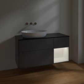 Тумба под раковину Villeroy & Boch Finion 120х50,1 см с подсветкой МДФ антрацит матовый лак/стекло черное матовое FA52MTGK