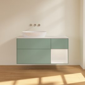 Тумба под раковину Villeroy & Boch Finion 120х50,1 см с подсветкой МДФ оливковый матовый лак/стекло белое матовое FA51GFGM