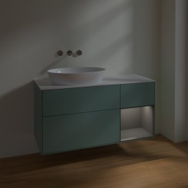 Тумба під раковину Villeroy & Boch Finion 120х50,1 см із підсвічуванням МДФ оливковий матовий лак/скло біле матове FA51GKGM