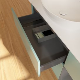 Тумба під раковину Villeroy & Boch Finion 120х50,1 см із підсвічуванням МДФ оливковий матовий лак/скло біле матове FA51GKGM