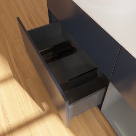 Тумба під раковину Villeroy & Boch Finion 120х50,1 см із підсвічуванням МДФ темно-синій матовий лак/скло біле матове FA51GKHG