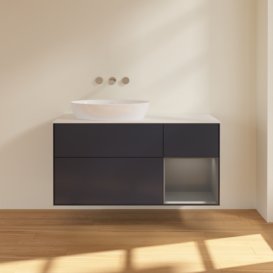 Тумба под раковину Villeroy & Boch Finion 120х50,1 см с подсветкой МДФ темно-синий матовый лак/стекло белое матовое FA51GKHG