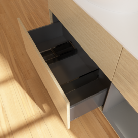 Тумба під раковину Villeroy & Boch Finion 120х50,1 см із підсвічуванням МДФ шпон дуба/скло біле матове FA51GKPC