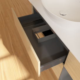 Тумба під раковину Villeroy & Boch Finion 120х50,1 см із підсвічуванням МДФ шпон дуба/скло біле матове FA51GKPC