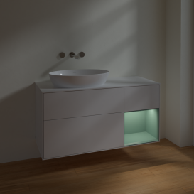 Тумба під раковину Villeroy & Boch Finion 120х50,1 см з підсвіткою МДФ білий глянцевий лак/скло біле матове FA51GMGF