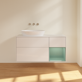 Тумба під раковину Villeroy & Boch Finion 120х50,1 см з підсвіткою МДФ білий глянцевий лак/скло біле матове FA51GMGF