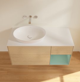 Тумба под раковину Villeroy & Boch Finion 120х50,1 см с подсветкой МДФ шпон дуба/стекло белое матовое FA51GMPC