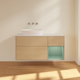 Тумба под раковину Villeroy & Boch Finion 120х50,1 см с подсветкой МДФ шпон дуба/стекло белое матовое FA51GMPC