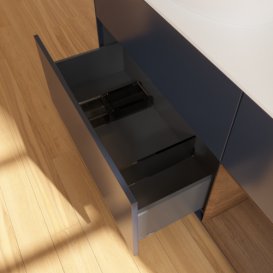 Тумба під раковину Villeroy & Boch Finion 120х50,1 см із підсвічуванням МДФ темно-синій матовий лак/скло біле матове FA51GNHG