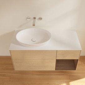 Тумба под раковину Villeroy & Boch Finion 120х50,1 см с подсветкой МДФ шпон дуба/стекло белое матовое FA51GNPC