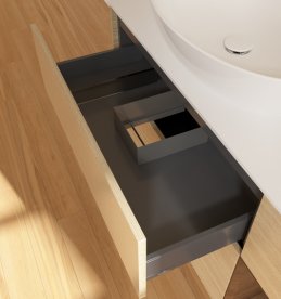 Тумба под раковину Villeroy & Boch Finion 120х50,1 см с подсветкой МДФ шпон дуба/стекло белое матовое FA51GNPC