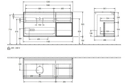 Тумба під раковину Villeroy & Boch Finion 120х50,1 см із підсвічуванням МДФ оливковий матовий лак/скло біле матове FA51HBGM