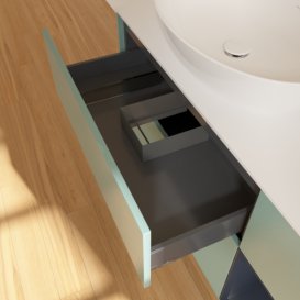 Тумба под раковину Villeroy & Boch Finion 120х50,1 см с подсветкой МДФ оливковый матовый лак/стекло белое матовое FA51HGGM