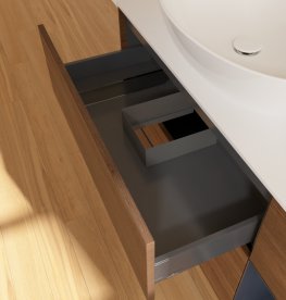 Тумба під раковину Villeroy & Boch Finion 120х50,1 см із підсвічуванням МДФ шпон волоського горіха/скло біле матове FA51HGGN