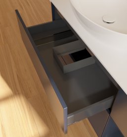 Тумба під раковину Villeroy & Boch Finion 120х50,1 см із підсвічуванням МДФ темно-синій матовий лак/скло біле матове FA51HGHG