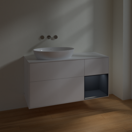 Тумба под раковину Villeroy & Boch Finion 120х50,1 см с подсветкой МДФ белый матовый лак/стекло белое матовое FA51HGMT