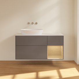 Тумба под раковину Villeroy & Boch Finion 120х50,1 см с подсветкой МДФ антрацит матовый лак/стекло белое матовое FA51PCGK