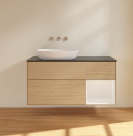 Тумба під раковину Villeroy & Boch Finion 120х50,1 см із підсвічуванням МДФ шпон дуба/скло чорне матове FA52GFPC