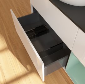 Тумба под раковину Villeroy & Boch Finion 120х50,1 см с подсветкой МДФ глянцевый белый лак/стекло черное матовое FA52GMGF