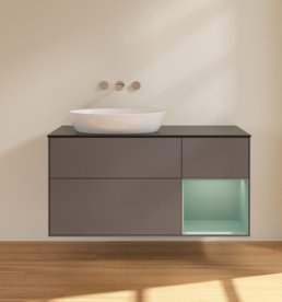 Тумба под раковину Villeroy & Boch Finion 120х50,1 см с подсветкой МДФ антрацит матовый лак/стекло черное матовое FA52GMGK