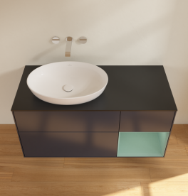 Тумба под раковину Villeroy & Boch Finion 120х50,1 см с подсветкой МДФ темно-синий матовый лак/стекло черное матовое FA52GMHG