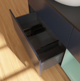 Тумба под раковину Villeroy & Boch Finion 120х50,1 см с подсветкой МДФ темно-синий матовый лак/стекло черное матовое FA52GMHG