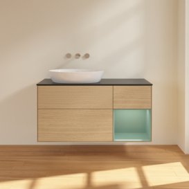 Тумба под раковину Villeroy & Boch Finion 120х50,1 см с подсветкой МДФ шпон дуба/стекло черное матовое FA52GMPC