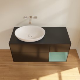 Тумба под раковину Villeroy & Boch Finion 120х50,1 см с подсветкой МДФ черный матовый лак/стекло черное матовое FA52GMPD