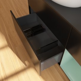 Тумба под раковину Villeroy & Boch Finion 120х50,1 см с подсветкой МДФ черный матовый лак/стекло черное матовое FA52GMPD