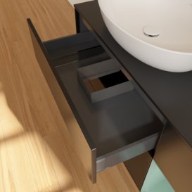 Тумба под раковину Villeroy & Boch Finion 120х50,1 см с подсветкой МДФ черный матовый лак/стекло черное матовое FA52GMPD